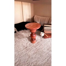 Simillo Doğal Masif Ahşap Tekli Yan Sehpa Maun Renk Modern Mantar Sehpa Kod:trd11688 Kahverengi