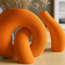 Bezos 3d Baskı Interlocking Vazo - İç İçe Geçen Dekoratif Vazo-turuncu Bezos1