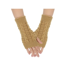 Bilek Eldivenleri Parmaksız Kadın Eldivenleri Khakı Brown Khakı Khakibru