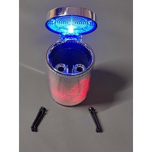 Universal 7 Renkli Rgb Led Işıklı Lüx Oto Küllük Kapaklı Spor Araç İçi Küllük Araba Küllüğü