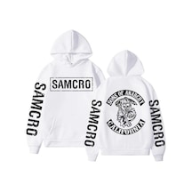 Samcro Çift Taraflı Logo Baskılı Hoodies 17276 Beyaz Beyaz