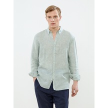Lcw Vision Yeşil Slim Fit Uzun Kollu %100 Keten Erkek Gömlek