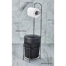 Siyah Lüks Banyo Mutfak Çöp Kovası Metal Standlı Tuvalet Wc Kağıtlık Siyah