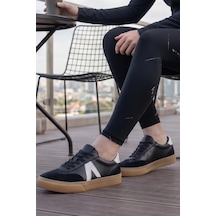 In Step Retro V-line Süet Detaylı Kadın Günlük Spor Ayakkabı Siyah