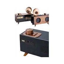 Bluetooth Nostalji Speaker Radyo Gramofon Ahşap Renk Vintage
