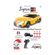25 Km/h Hız Yapan Toyota Supra Görünümlü Şarjlı 2.4 Ghz Uzaktan Kumandalı Drift Araba Sarı