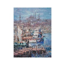 Pastel Renklerle Kız Kulesi Ve Tekneler