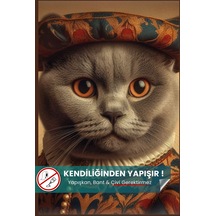 Scottish Fold Kedi Posteri, Scottish Kedi Posteri, Akıllı Kağıt Premium Poster, Yapay Zeka Tasarım