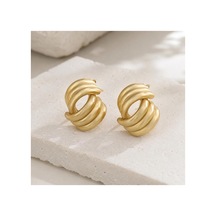 Mat Gold Düğüm Formlu Kadın Çivi Küpe Modern Halka Görünümlü Gold Küpe Gold - 886716613 Gold - 886716613 Gold