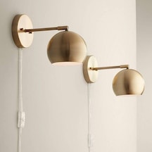 Rsylight Retro Eskitme Kaplama Ledli Metal Mafsallı Kablolu Fişli Dekoratif Rustik Aplik Beyaz Ampullü Eskitme
