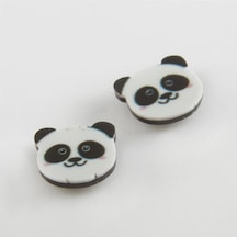 Panda Mıknatıslı Plastik Çocuk Küpesi - Beyaz N145