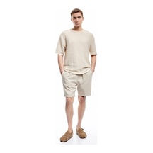 Koton Viskon Cep Detaylı Rayon Beli Bağcıklı Bermuda Chino Şort Bej 5sam40019hw Ekru