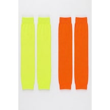 Cotenconcept 2 Adet Neon Kadın Tozluk Spor, Dans Ve Günlük Kombin Aksesuarı Turuncu - Sarı