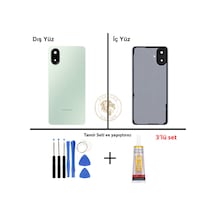 Samsung Galaxy A07 Yeşil Renk Lensli Arka Kapak + Tamir Seti + B7000 Yapıştırıcı Arka Cam Batarya Kapağı Pil Kapağı Lazer Kesim Back Cover Galaxy A07 Uyumlu