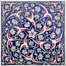 Armada Çini 20x20 Cm ED 322 İznik Rumi Desenli Kütahya Çini Karo
