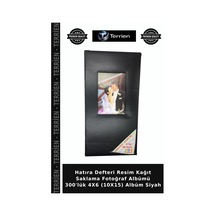 Hatıra Defteri Resim Kağıt Saklama Fotoğraf Albümü 300'lük 4x6 10x15 Albüm Siyah