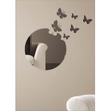 M3 Decorium Yuvarlak Kopan Kelebekli Ayna Gümüş