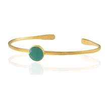 Kadir Jewellery Zirkon Taşlı Ayarlanabilir 22 Ayar Altın Kaplama Bilezik Ördek Yeşil
