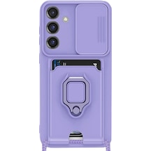 Ilkeshop Newface Samsung Galaxy Uyumlu S25 Plus Kılıf Zuma Kartvizitli Yüzüklü Silikon - Lila