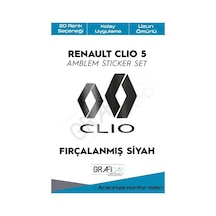 Renault Clio İle Uyumlu 5 Amblem Kaplama Sticker Set, Mat Siyah, Tyc00629201620