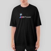 BMW Logo M Power Yazı Oversize Siyah Tişört Siyah
