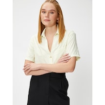 Koton Crop Gömlek Kısa Kollu Cepli Sarı 3sak60227uw Sarı