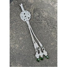 Kazaziye Aşk Düğümü Ve Zirkon Taş Detaylı Üç Sallantılı Gümüş Tesbih Püskülü Pus331gu Yeşil