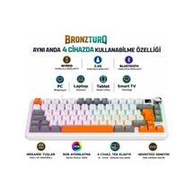 Bronzturq Mk1173 Rainbow Red Switch Üç Modlu Usb+2.4g +bt Kablolu Mekanik Klavye