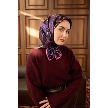 Silk Home Twill İpek Eşarp Siyah-fuşya Desenli Tok Duruşlu 90x90 Çok Renkli
