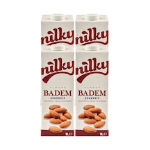 Şekersiz Badem Sütü Glütensiz Bitkisel Bazlı Laktosuz Vegan 4x1 Lt