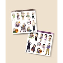 Demon Slayer Sanemi Shinazugawa - Genya Shinazugawa 2 Li Set Anime Sticker Çıkartma Kimetsu No Yaiba Beyaz
