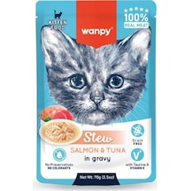 Wanpy Stew Gravy Pocuh Ton Balıklı Ve Somonlu Yavru Yaş Kedi Maması 70 Gr
