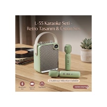 Çift Mikrofonlu 6 Ses Efektli 50 Watt Taşınabilir Bluetooth Hoparlör Yeşil - 874717452