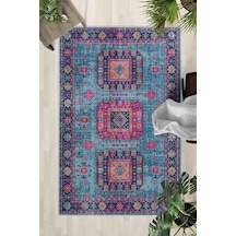 Kaymaz Taban Yıkanabilir Halı Mutfak, Salon, Yatak Odası İçin Modern Dijital Baskı Halı Slnhalı37 - 0120 Çok Renkli