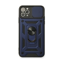 İphone 11 Pro Kılıf Pars Lens Yüzüklü Silikon - Lacivert