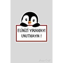 Sevimli Pengu Sticker Ellerinizi Yıkamayı Unutmayın Etiketi Standart