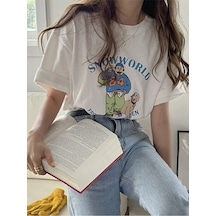 Startmore Adrift Karikatür Ve Grafik Tasarım Oversize T-shirt Cartoon/letter Serisi Kod394 Beyaz