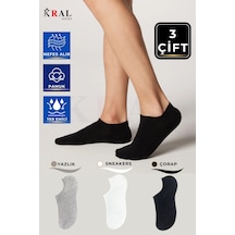 Kral Socks Unisex Düz Desen 3 Çift Pamuklu Terletmez Yazlı Çorap Asorti