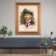 Altın Varaklı Çerçeveli Paspartulu Atatürk Tablo Hk1602