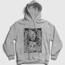 Presmono Unisex Time Megadeth Kapüşonlu Sweatshirt Gri Melanj