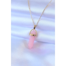 316l Çelik Gold Renk Kristal Pembe Taş Model Kadın Kolye Karışık Renk