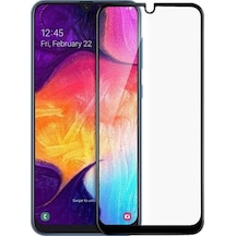 Samsung Galaxy Uyumlu A50 Siyah 5D Tam Kaplayan Ekran Koruyucu Cam