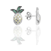 Gümüş Rodyumlu Zirkon Taşlı Ananas Küpe N11.47557