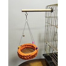 Paks Pet Örgü Kuş Hamağı Salıncak Turuncu + Tünek