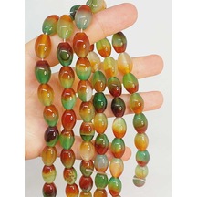 Bileklik Boy Akik Taşı Arpa Kesim 10x13mm Yarım Dizi 49436 18cm Uzunluğundadır Çok Renkli