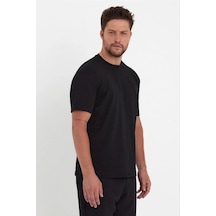 Wear Vexel Erkek Düz Penye Tişört Bisiklet Yaka Kısa Kol Regular Fit T-shirt - Siyah Çok Renkli