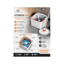 Otomatik Döner Mop Temiz Ve Kirli Suyu Ayıran Çift Hazneli Temizlik Seti 360 Döner Mikrofiber Mop