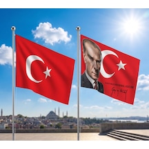 Atatürk İmzalı Bayrağı Ve Alpaka Kumaş Türk Bayrağı 2'li Set 70x105cm Diğer