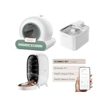 Groove Ti+ Akıllı Otomatik Kedi Tuvaleti Yeşil - Petfit Aqua Flow Akıllı Bataryalı Su Pınarı Çeşmesi + Petfit Meow Pure Akıllı Otomatik Mama Kabı Bundle