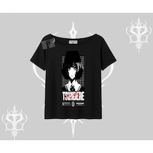 Tarzsokak Kayık Yaka Tshirt Tsundere Anime Japanese Style Baskılı Siyah